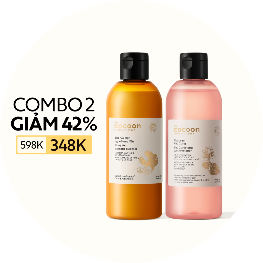 Combo Nước sen Hậu Giang 310ml & Sữa rửa mặt nghệ Hưng Yên 310ml