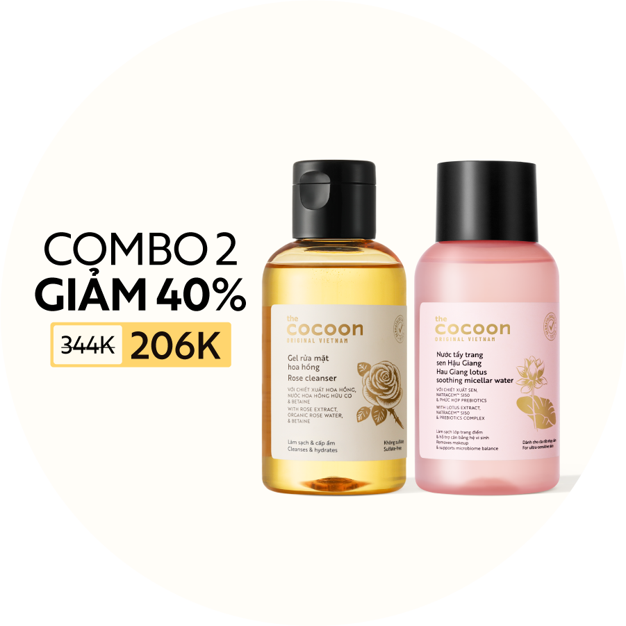 Combo Nước Tẩy Trang Sen Hậu Giang 140ml & Gel Rửa Mặt Hoa Hồng 140ml