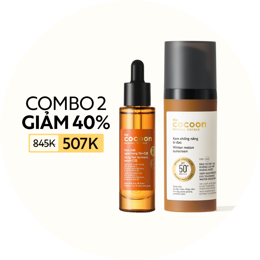 Combo Tinh chất nghệ Hưng Yên C22 30ml & Kem chống nắng bí đao 50ml