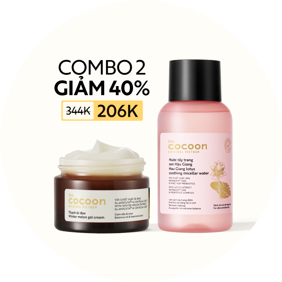 Combo Nước tẩy trang sen Hậu Giang 140ml & Thạch bí đao 30ml