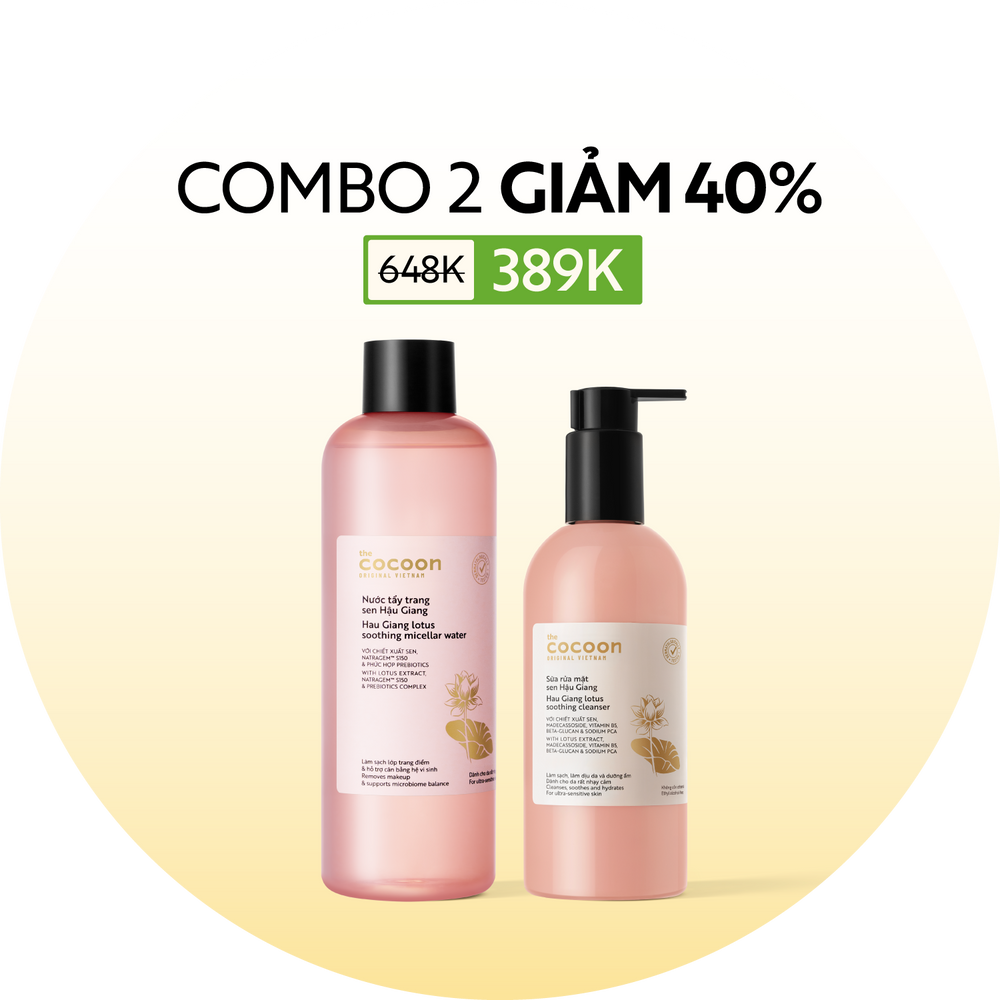 COMBO 1 Nước tẩy trang Sen 500ml + 1 Sữa rửa mặt Sen Hậu Giang 310ml
