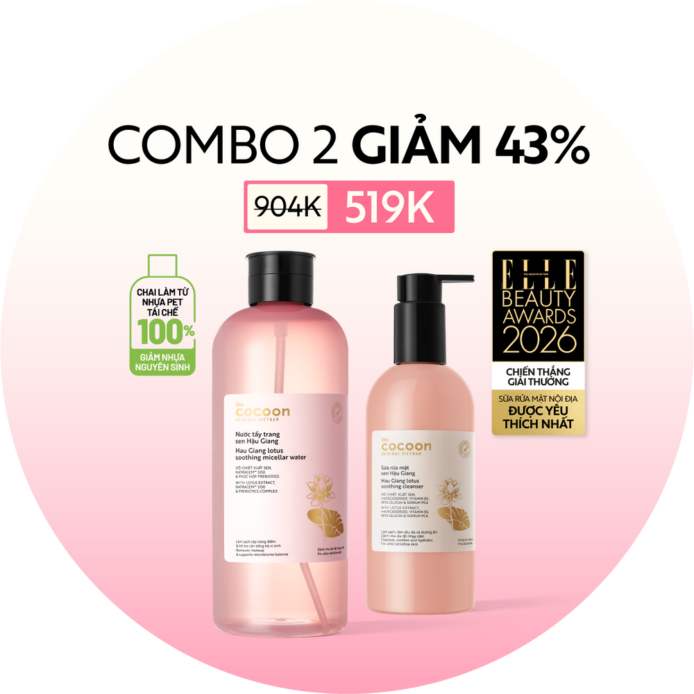 Combo 1 Nước tẩy trang sen Hậu Giang 1000ml và 1 Sữa rửa mặt sen Hậu Giang 310ml