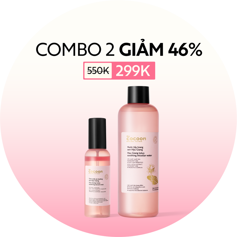 Combo Tinh chất xịt dưỡng Sen Hậu Giang 100ml và Nước tẩy trang sen Hậu Giang 500ml