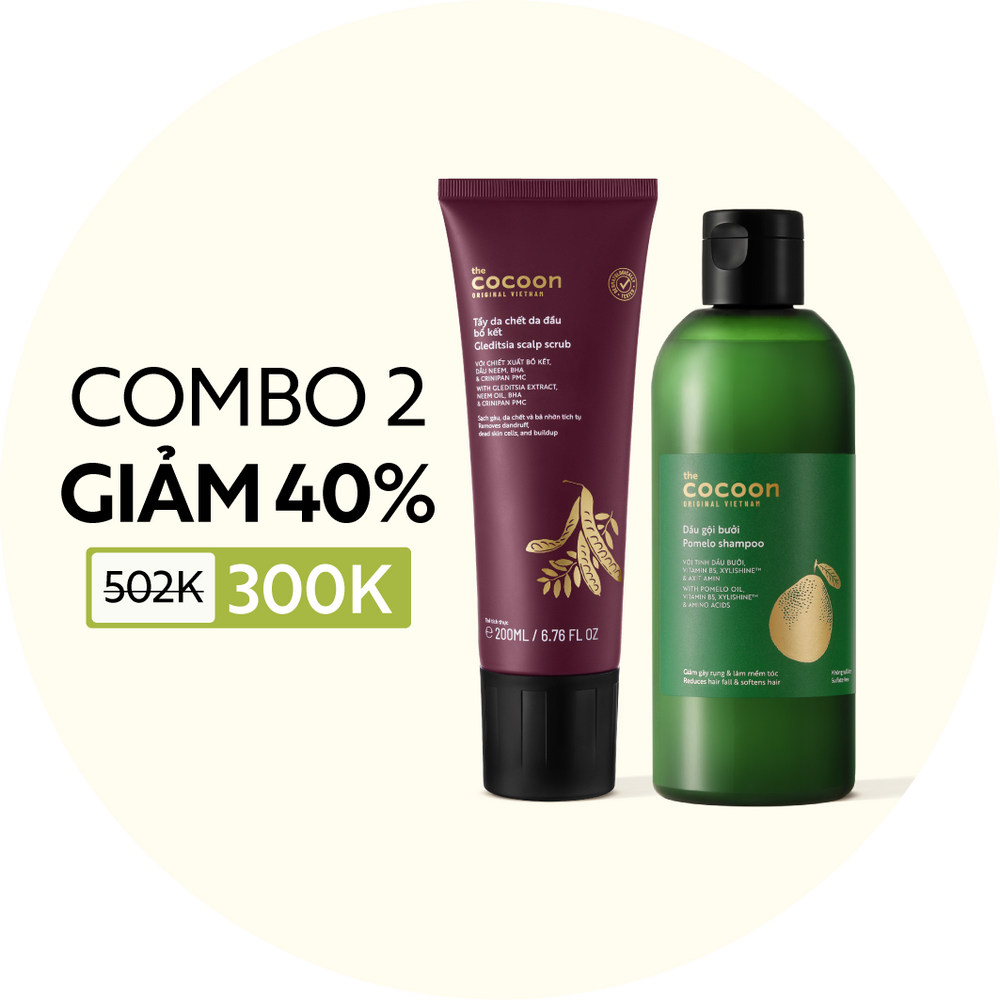 COMBO 1 Tẩy da chết da đầu bồ kết Cocoon 200ml + 1 Dầu gội bưởi giảm gãy rụng 310ml