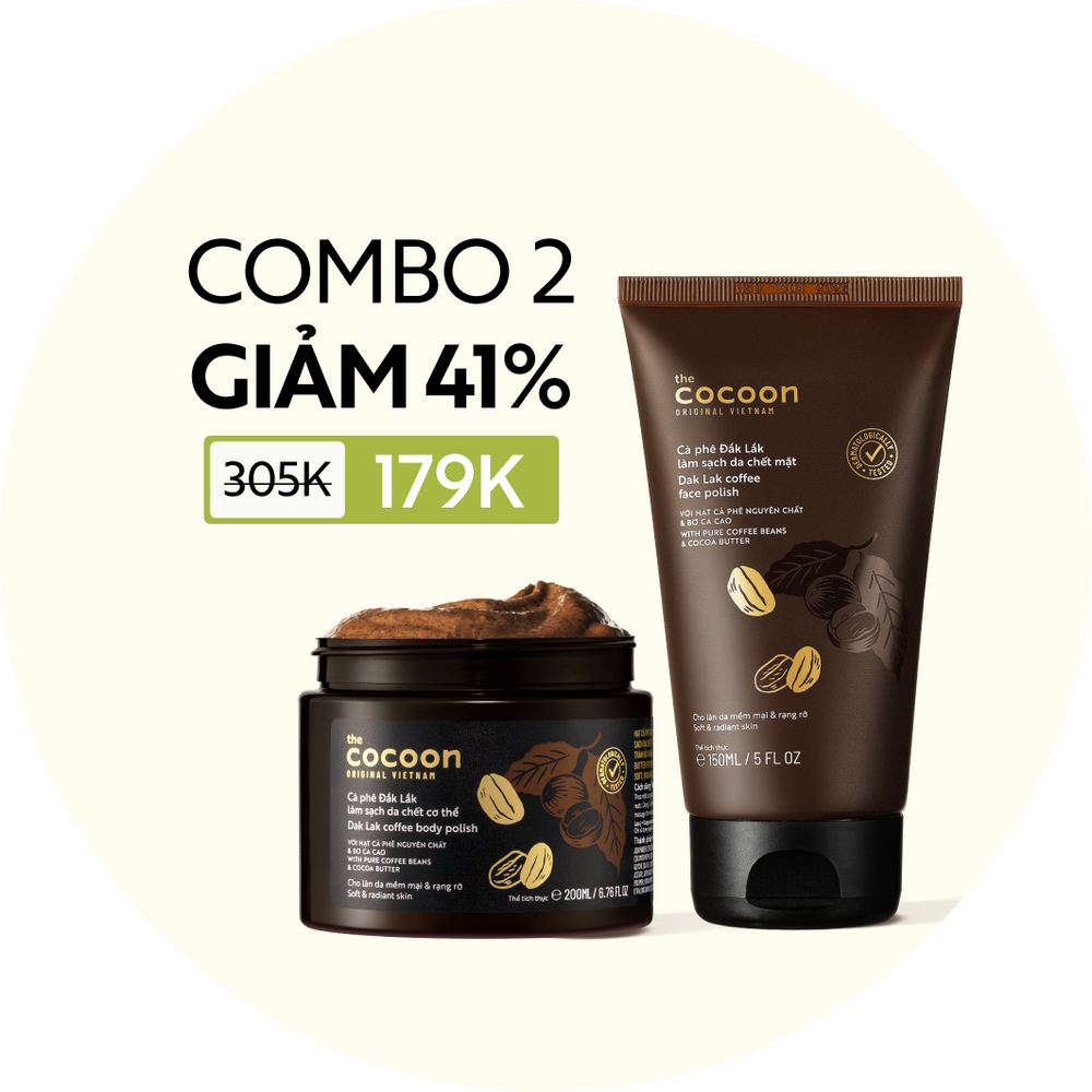 COMBO 1 Cà phê Đắk Lắk làm sạch da chết mặt 150ml + 1 Cà phê Đắk Lắk làm sạch da chết cơ thể 200ml