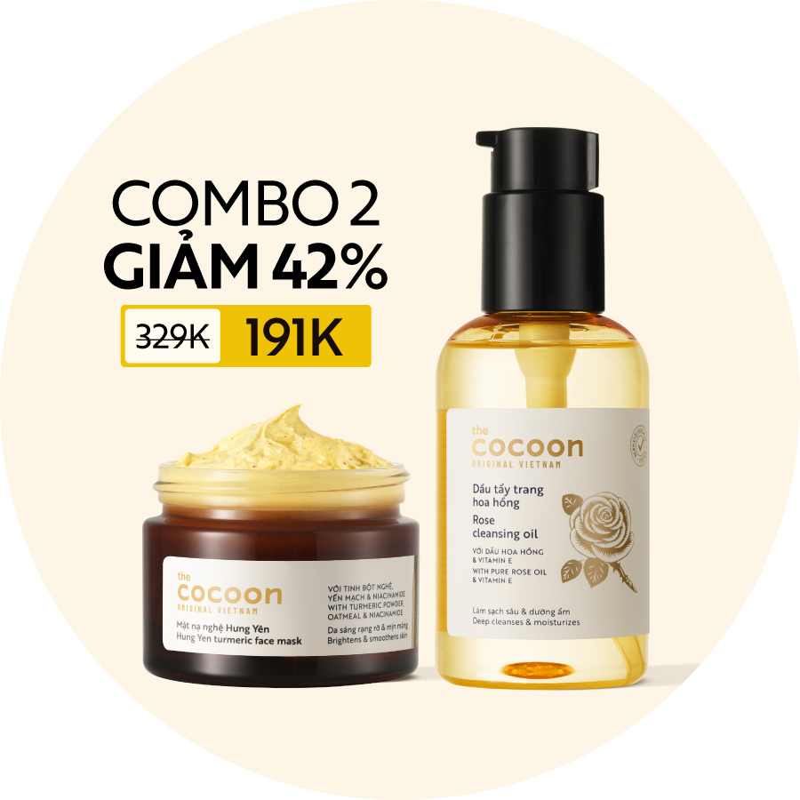 Combo 1 Mặt nạ nghệ Hưng Yên 30ml + 1 Dầu tẩy trang hoa hồng 140ml