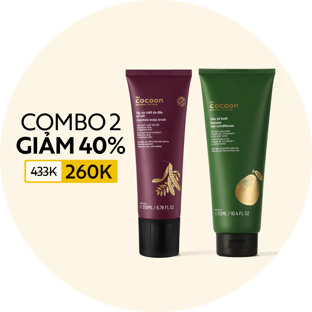 Combo 1 Tẩy da chết da đầu bồ kết 200ml + 1 Dầu xả bưởi 310ml